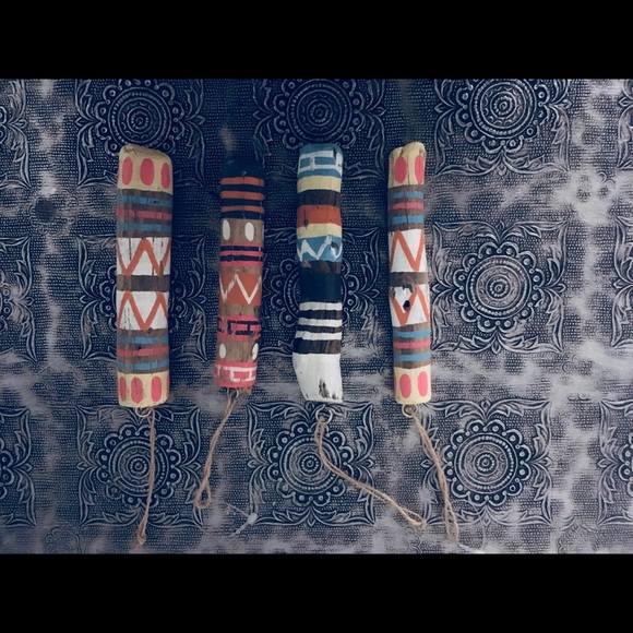 Hand Painted Wooden Sticks Ornament Boho Decor. - Picture 3 of 7